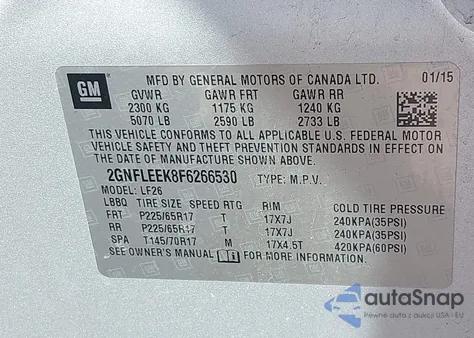 2015 Chevrolet Equinox Ls from USA, damaged, VIN 2GNFLEEK8F6266530